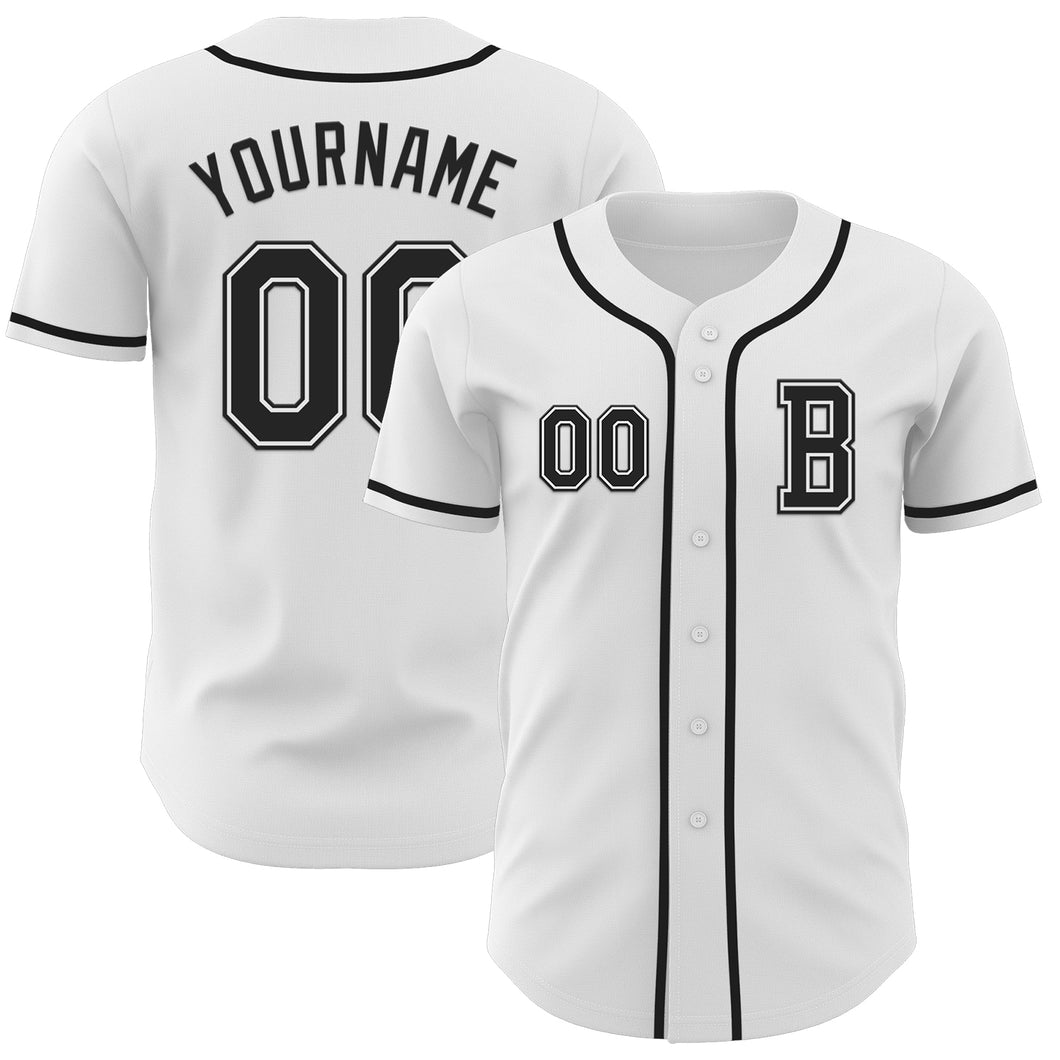 Custom White Black Authentic Baseball Jersey