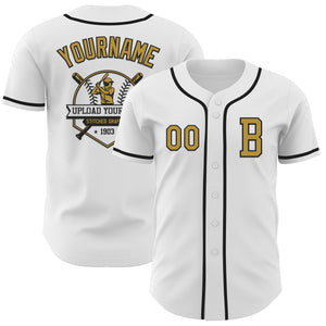 Custom White Old Gold-Black Authentic Baseball Jersey