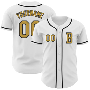 Custom White Old Gold-Black Authentic Baseball Jersey