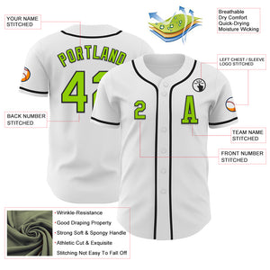 Custom White Neon Green-Black Authentic Baseball Jersey