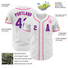 Laden Sie das Bild in den Galerie-Viewer, Custom White Purple-Pink Authentic Baseball Jersey
