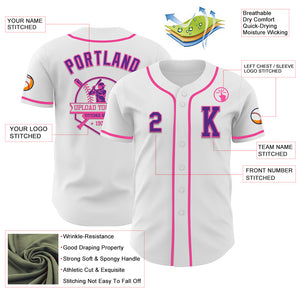 Custom White Purple-Pink Authentic Baseball Jersey