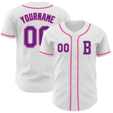 Laden Sie das Bild in den Galerie-Viewer, Custom White Purple-Pink Authentic Baseball Jersey
