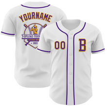 Загрузить изображение в средство просмотра галереи, Custom White Purple-Gold Authentic Baseball Jersey
