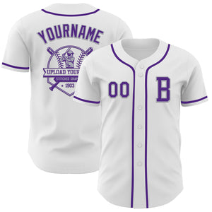 Custom White Purple-Gray Authentic Baseball Jersey