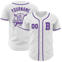 Загрузить изображение в средство просмотра галереи, Custom White Purple Authentic Baseball Jersey
