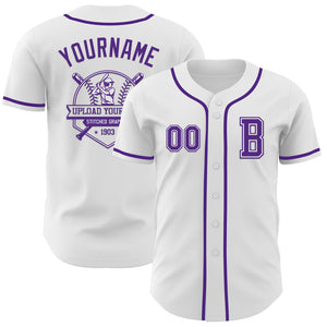 Custom White Purple Authentic Baseball Jersey