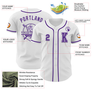 Custom White Purple Authentic Baseball Jersey