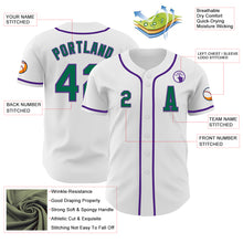 Laden Sie das Bild in den Galerie-Viewer, Custom White Kelly Green-Purple Authentic Baseball Jersey
