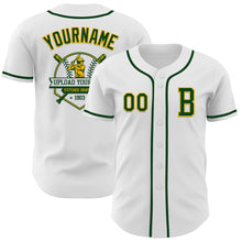 Загрузить изображение в средство просмотра галереи, Custom White Green-Gold Authentic Baseball Jersey
