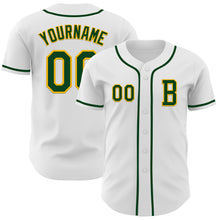 Загрузить изображение в средство просмотра галереи, Custom White Green-Gold Authentic Baseball Jersey
