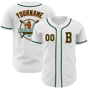 Custom White Green-Orange Authentic Baseball Jersey