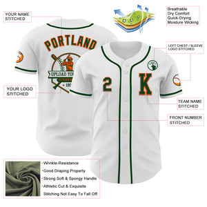 Custom White Green-Orange Authentic Baseball Jersey