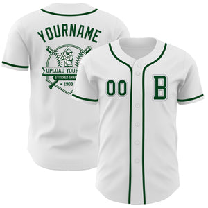 Custom White Green-Gray Authentic Baseball Jersey