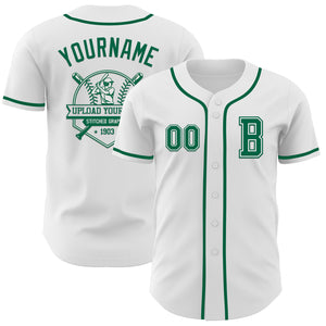 Custom White Kelly Green Authentic Baseball Jersey