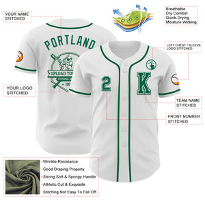 Custom White Kelly Green Authentic Baseball Jersey