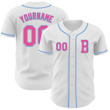 Загрузить изображение в средство просмотра галереи, Custom White Pink-Light Blue Authentic Baseball Jersey
