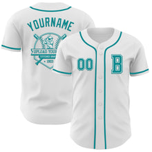 Загрузить изображение в средство просмотра галереи, Custom White Teal Authentic Baseball Jersey
