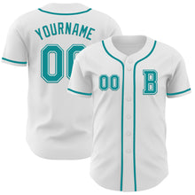 Загрузить изображение в средство просмотра галереи, Custom White Teal Authentic Baseball Jersey
