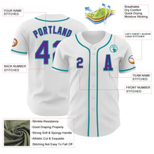 Загрузить изображение в средство просмотра галереи, Custom White Purple-Teal Authentic Baseball Jersey
