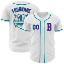 Загрузить изображение в средство просмотра галереи, Custom White Purple-Teal Authentic Baseball Jersey
