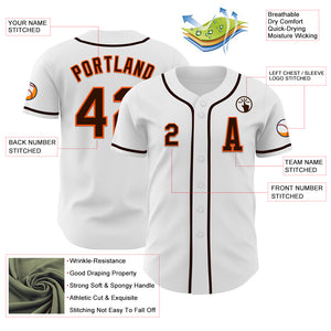 Custom White Brown-Orange Authentic Baseball Jersey