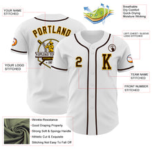 Загрузить изображение в средство просмотра галереи, Custom White Brown-Gold Authentic Baseball Jersey
