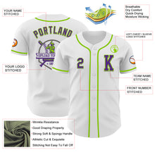 Загрузить изображение в средство просмотра галереи, Custom White Purple-Neon Green Authentic Baseball Jersey
