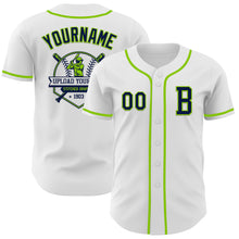 Загрузить изображение в средство просмотра галереи, Custom White Navy-Neon Green Authentic Baseball Jersey
