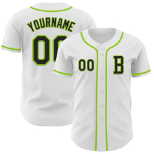 Загрузить изображение в средство просмотра галереи, Custom White Black-Neon Green Authentic Baseball Jersey
