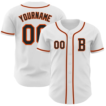 Custom White Black-Orange Authentic Baseball Jersey