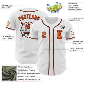 Custom White Orange-Black Authentic Baseball Jersey