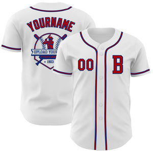 Custom White Red-Royal Authentic Baseball Jersey