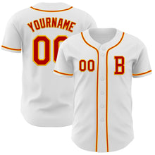 Load image into Gallery viewer, Custom White Red-Gold Authentic Baseball Jersey
