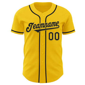 Custom Yellow Black Authentic Baseball Jersey