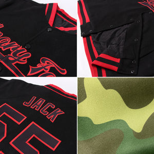 Custom Camo Red-Gold Bomber Full-Snap Varsity Letterman Salute To Service Jacket