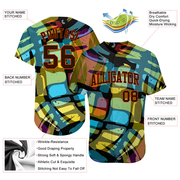 Custom Baseball Jersey 3D Pattern Design Abstract Graffiti Authentic Men's Size:XL