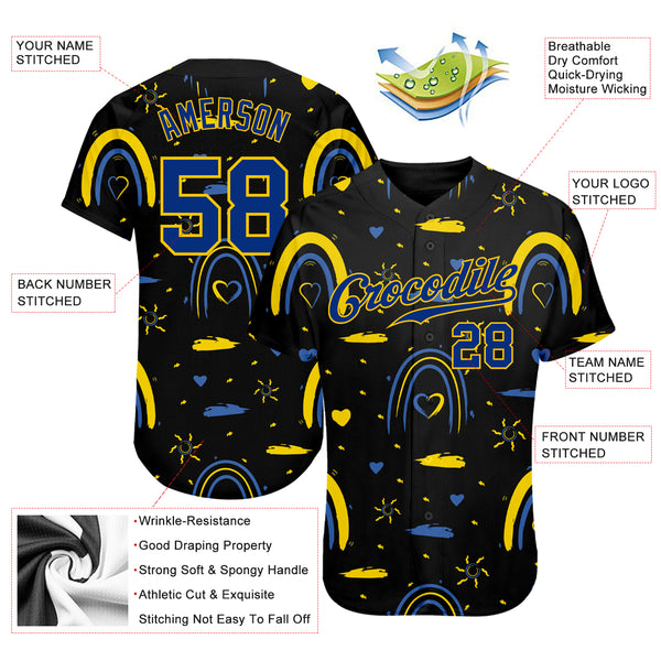 Cheap Custom Gold Black 3D Pattern Design Authentic Baseball Jersey Free  Shipping – CustomJerseysPro