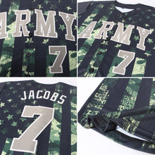 Charger l&#39;image dans la galerie, Custom Camo Olive-Cream 3D American Flag Authentic Salute To Service Baseball Jersey
