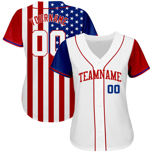 Cheap Custom White Red 3D American Flag Authentic Baseball Jersey Free  Shipping – CustomJerseysPro