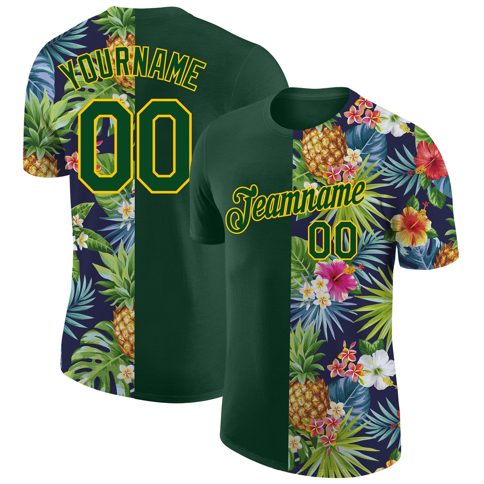 Custom Pineapple White Green Tropical Custom Baseball Jerseys For