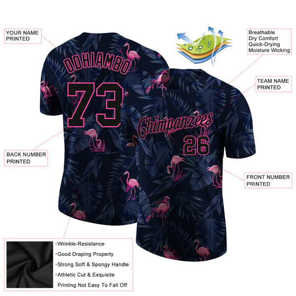 Custom 3D Pattern Design Flamingo Authentic Baseball Jersey Fast