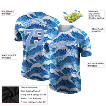 Custom 3D Pattern Design Waves Performance T-Shirt