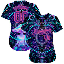 Laden Sie das Bild in den Galerie-Viewer, Custom 3D Pattern Design Magic Mushrooms Over Sacred Geometry Psychedelic Hallucination Authentic Baseball Jersey
