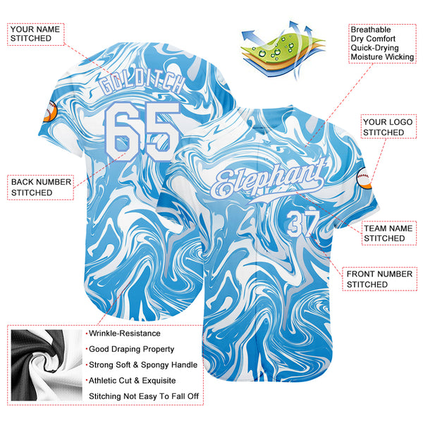 Custom White Lakes Blue-Orange 3D Pattern Design Leaves Authentic Baseball  Jersey in 2023