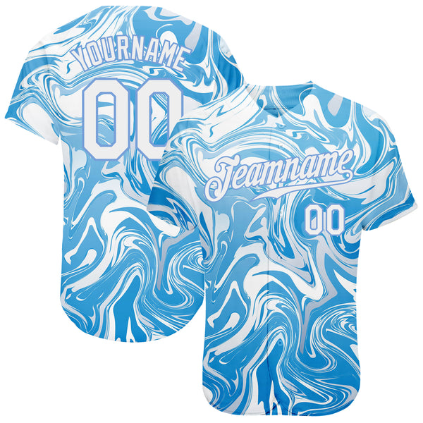 Custom Baseball Jersey Pink Light Blue-White 3D Pattern Design Authentic Men's Size:3XL