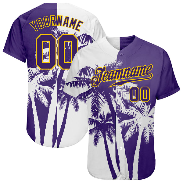 Custom 3D Pattern Baseball Jersey White Purple-White Design Hawaii