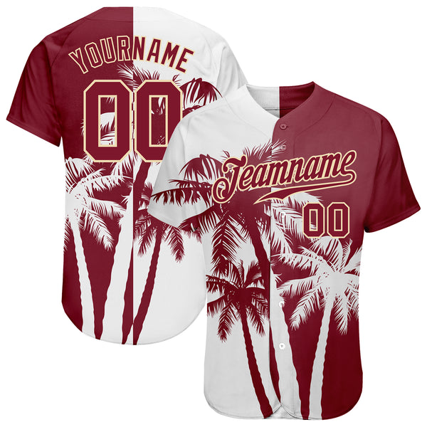 Custom 3D Pattern Design Hawaii Coconut Trees Authentic Baseball