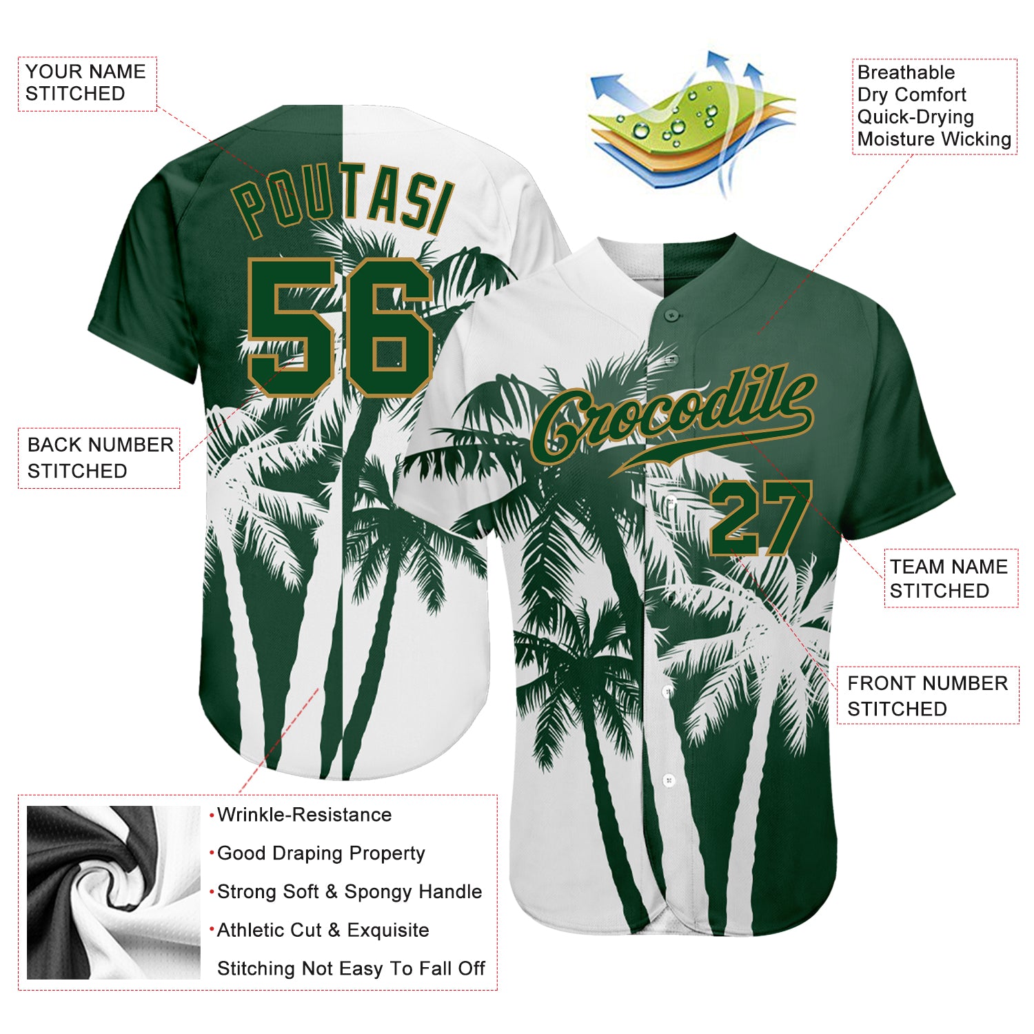 Cheap Custom Kelly Green White-Kelly Green 3D Pattern Design Palm Trees  Authentic Basketball Jersey Free Shipping – CustomJerseysPro