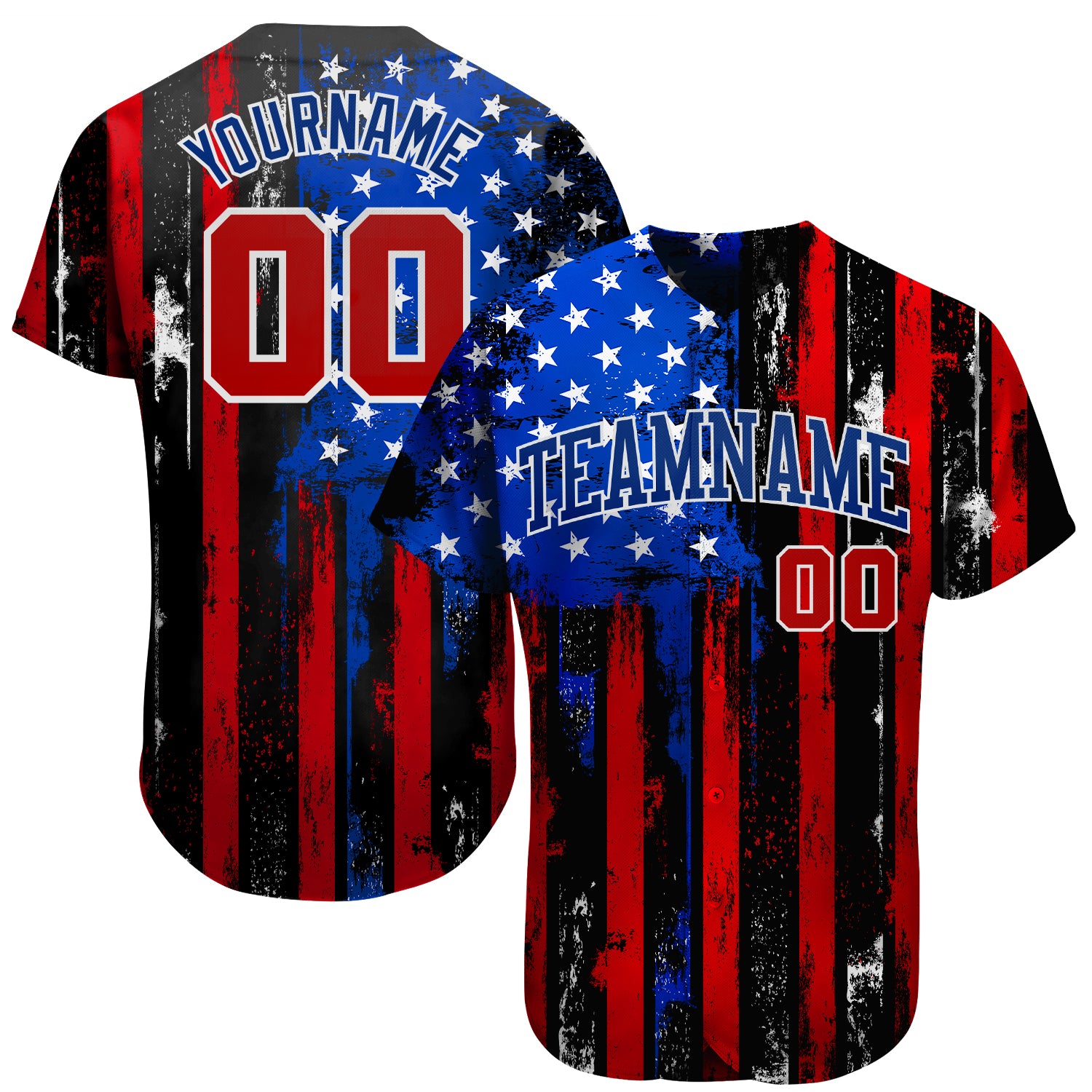 Custom Cream Red-Royal Authentic American Flag Fashion Baseball Jersey Men's Size:L